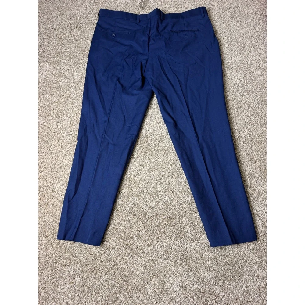 Needle & Stitch Mens Royal Blue Dress Pants Flat Front Wool Blend Trousers 40R